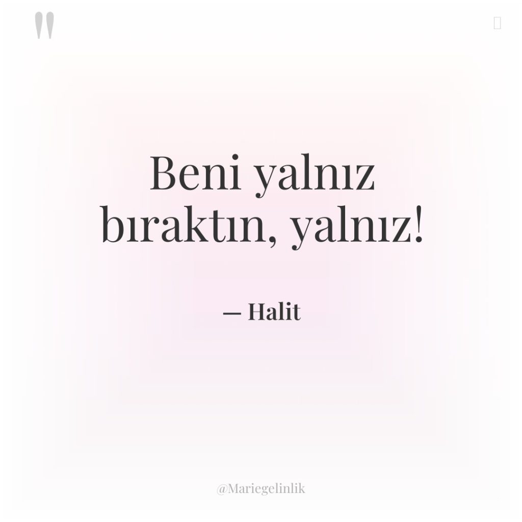 Beni yalnız bıraktın, yalnız!