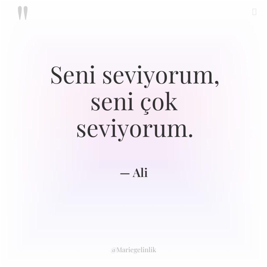 Seni seviyorum, seni çok seviyorum.