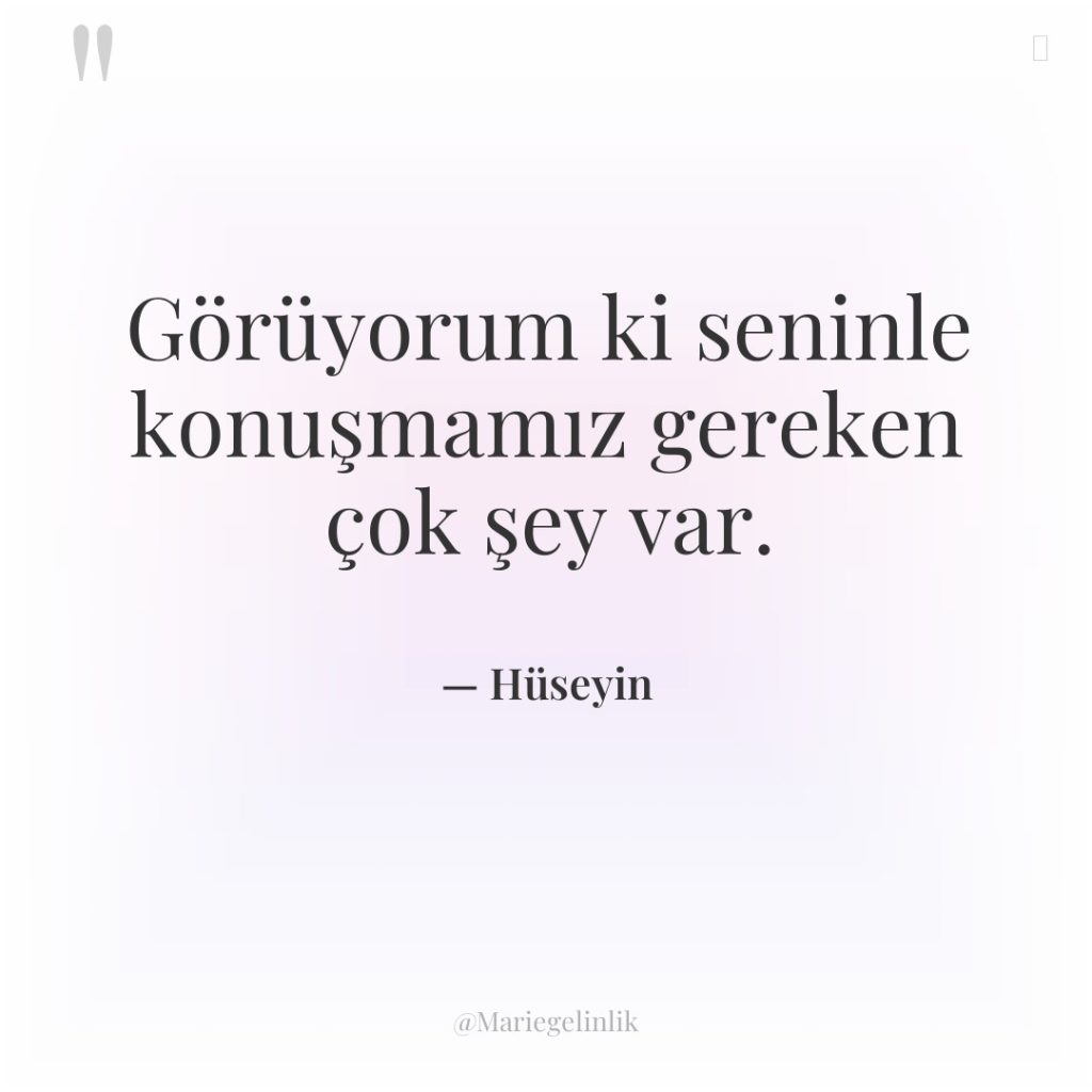 Görüyorum ki seninle konuşmamız gereken çok şey var.