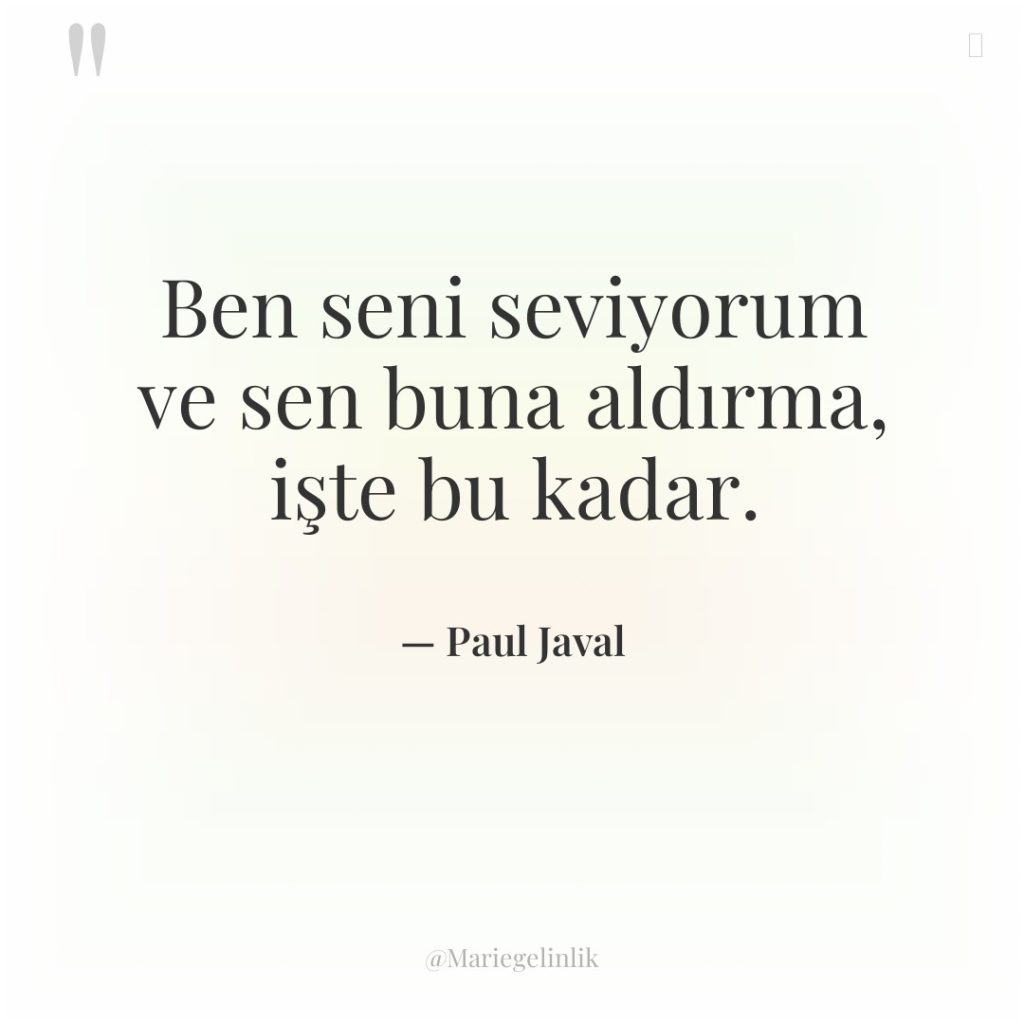 Ben seni seviyorum ve sen buna aldırma, işte bu kadar.