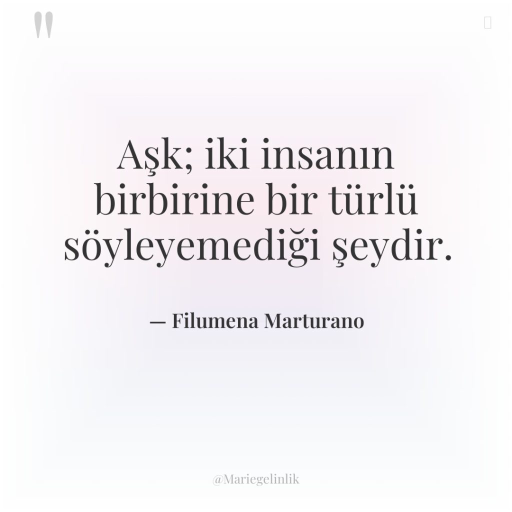 Aşk; iki insanın birbirine bir türlü söyleyemediği şeydir.