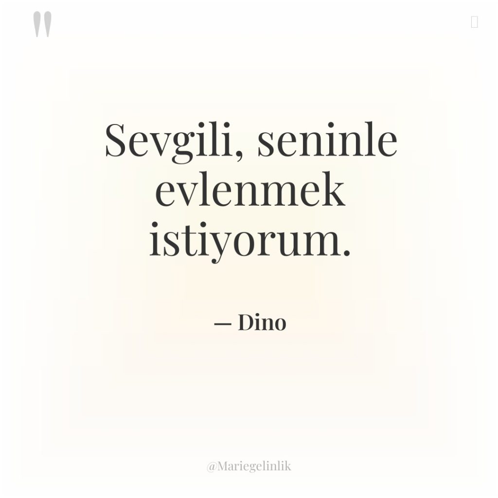 Sevgili, seninle evlenmek istiyorum.