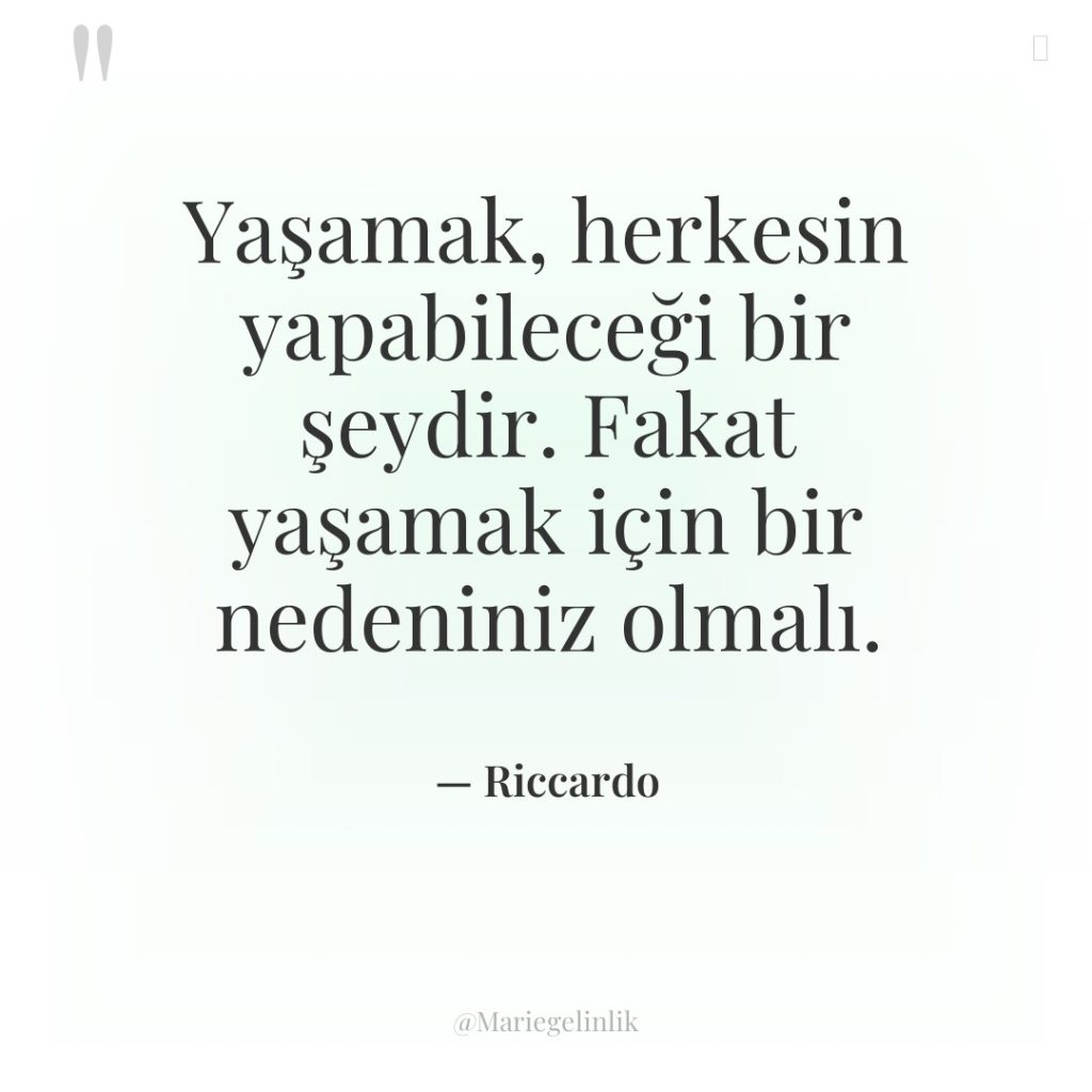 Yaşamak, herkesin yapabileceği bir şeydir. Fakat yaşamak için bir nedeniniz…