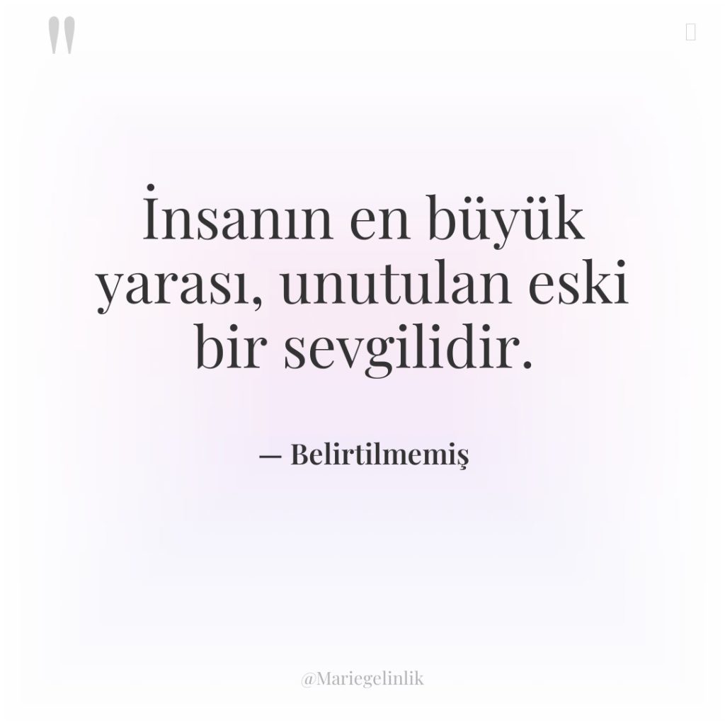 İnsanın en büyük yarası, unutulan eski bir sevgilidir.