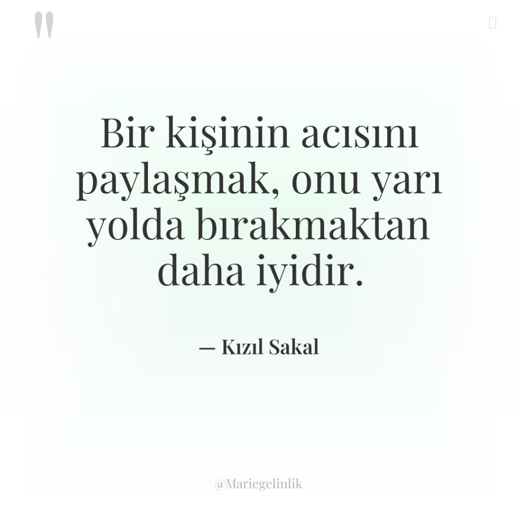 Bir kişinin acısını paylaşmak, onu yarı yolda bırakmaktan daha iyidir.