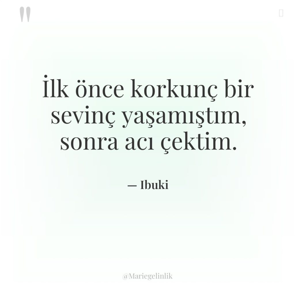 İlk önce korkunç bir sevinç yaşamıştım, sonra acı çektim.