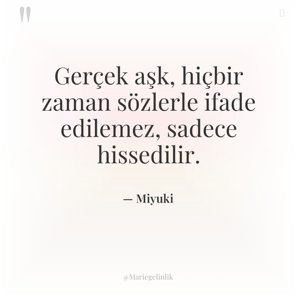 Gerçek aşk, hiçbir zaman sözlerle ifade edilemez, sadece hissedilir.