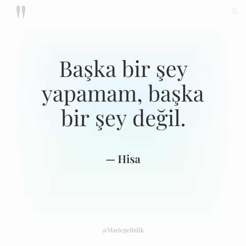 Başka bir şey yapamam, başka bir şey değil.