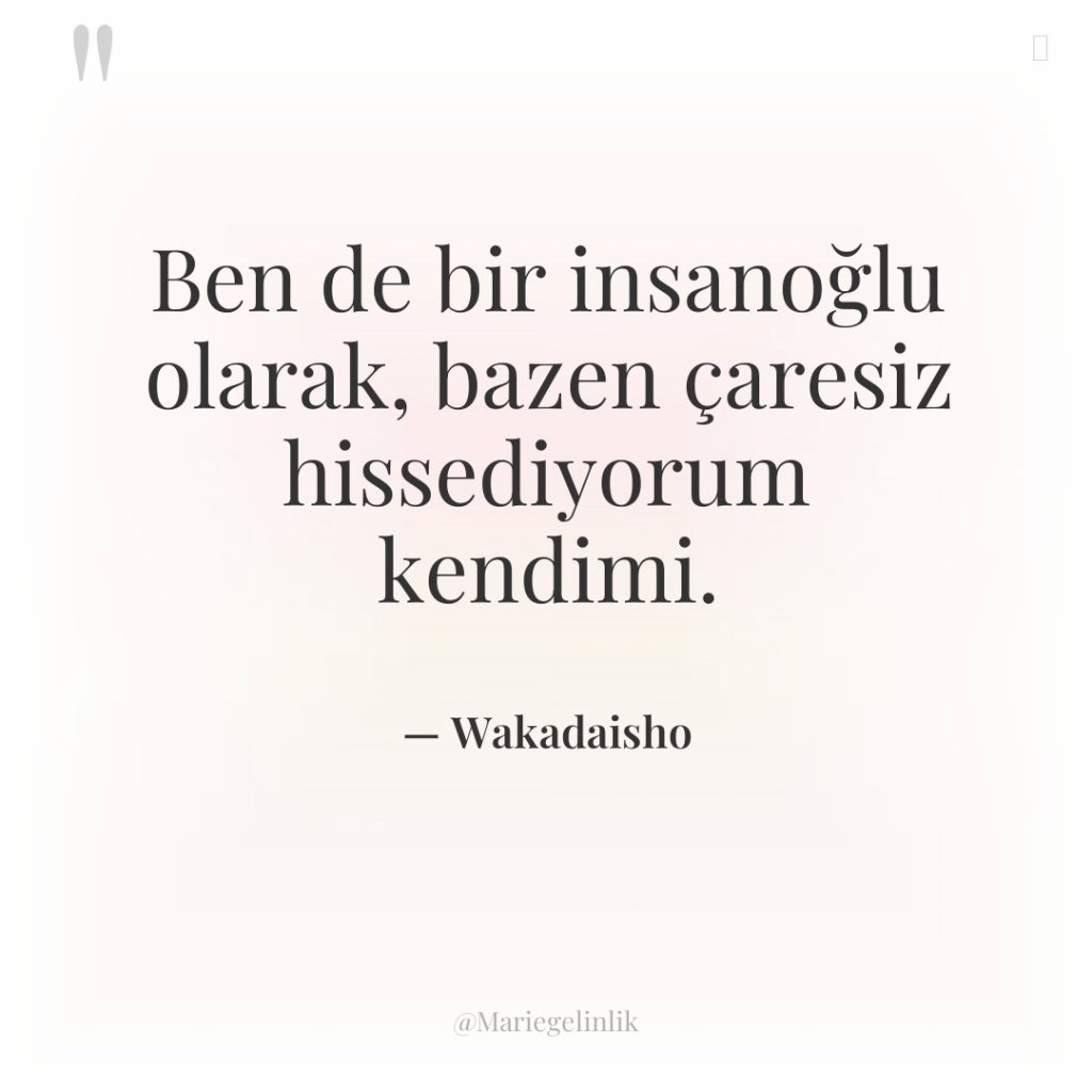 Ben de bir insanoğlu olarak, bazen çaresiz hissediyorum kendimi.