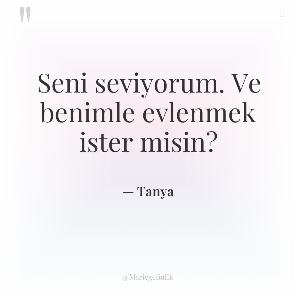 Seni seviyorum. Ve benimle evlenmek ister misin?