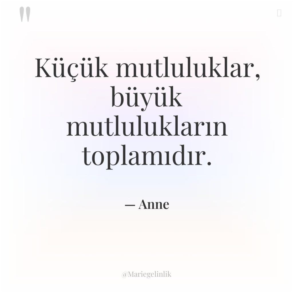 Küçük mutluluklar, büyük mutlulukların toplamıdır.