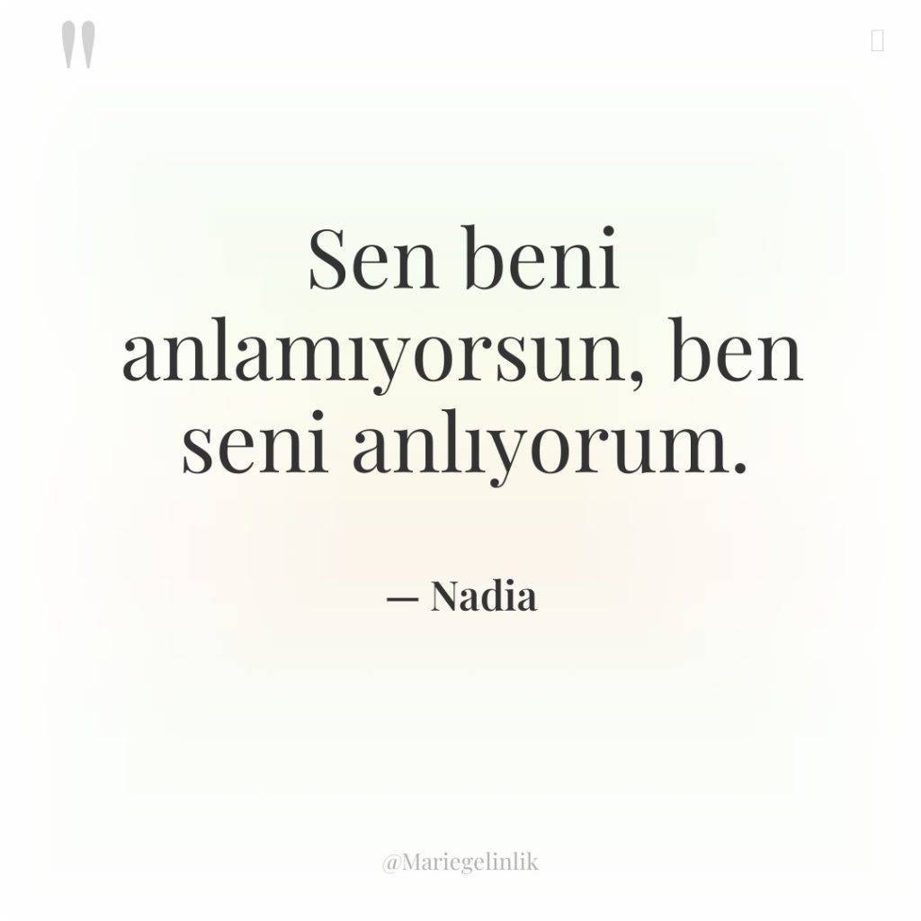 Sen beni anlamıyorsun, ben seni anlıyorum.