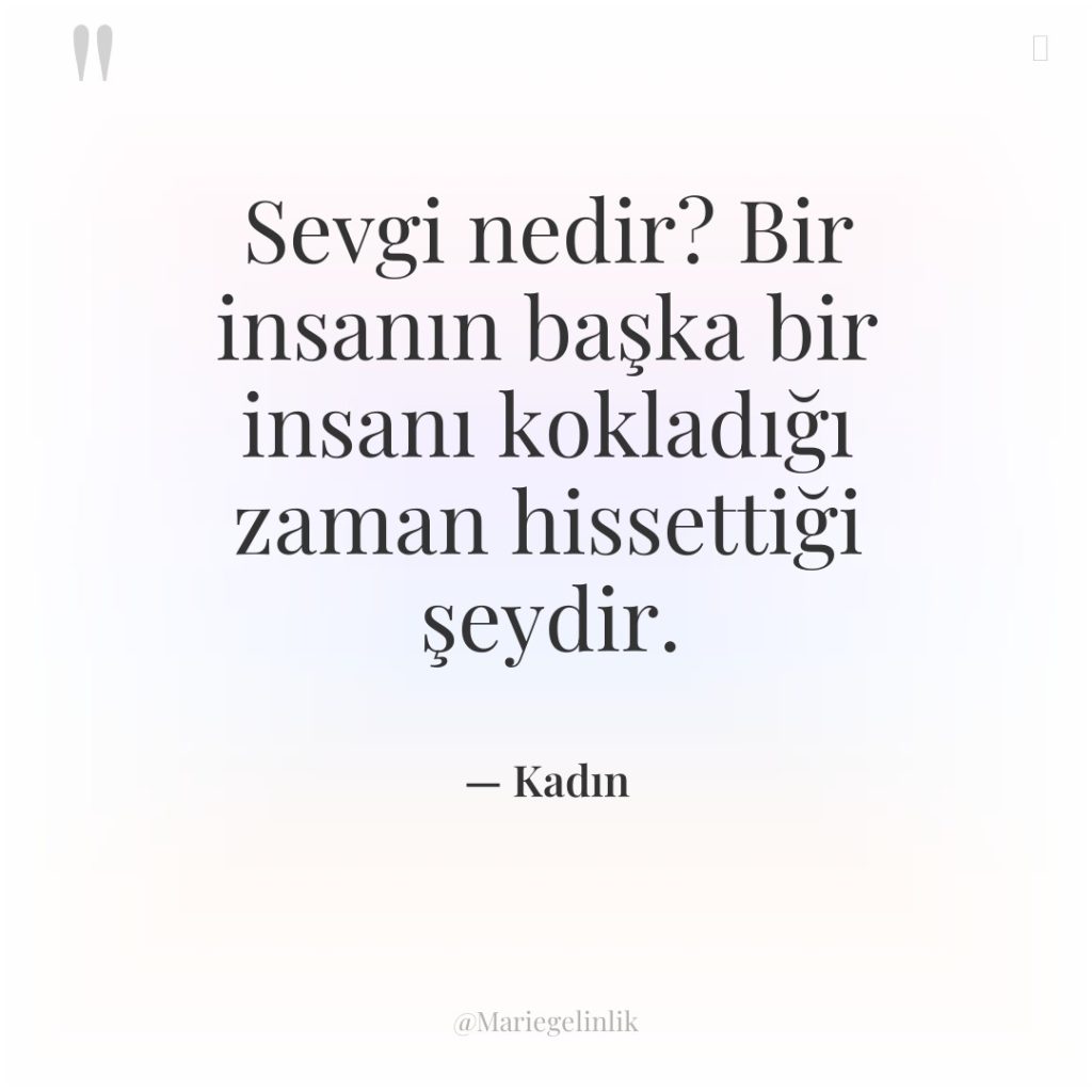 Sevgi nedir? Bir insanın başka bir insanı kokladığı zaman hissettiği…