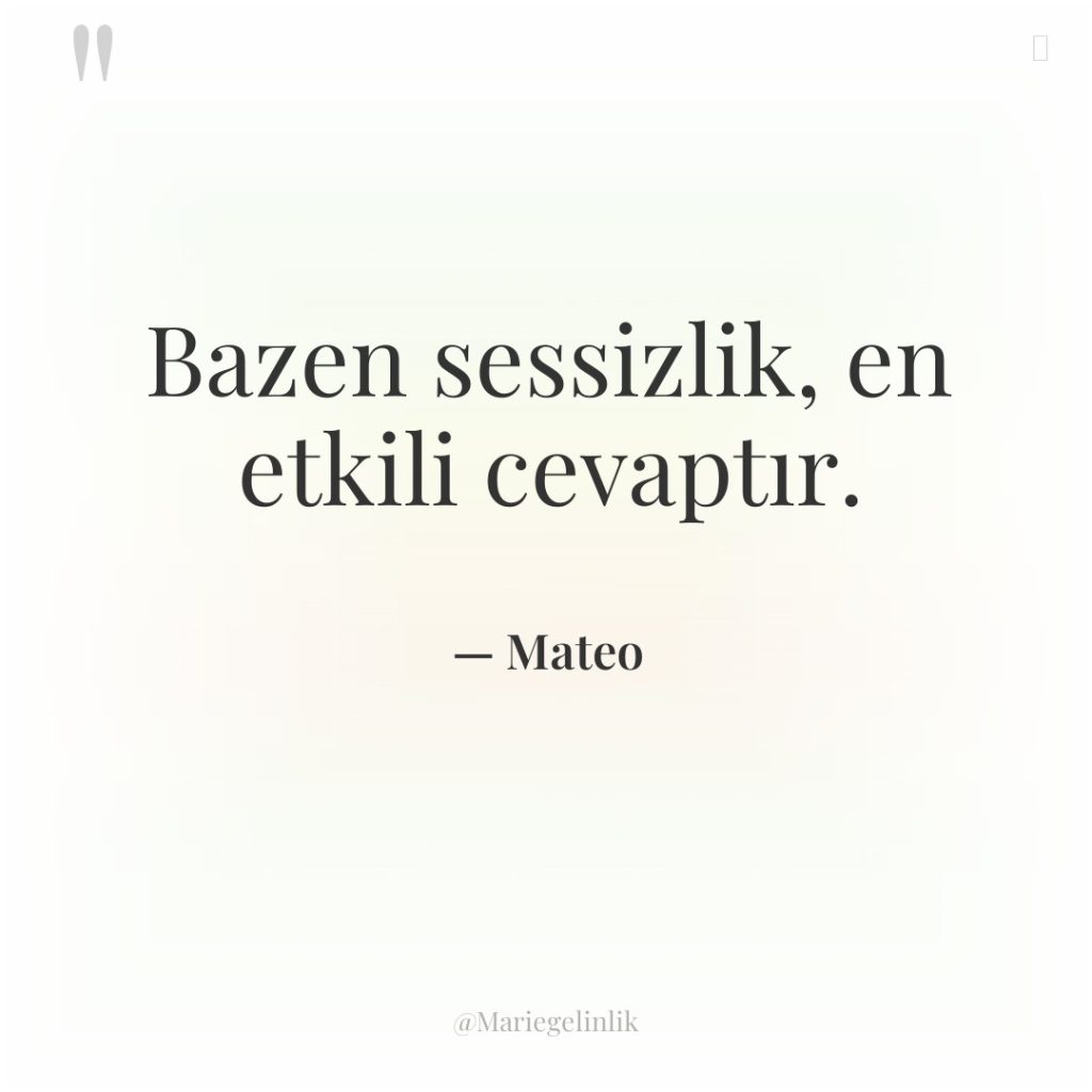 Bazen sessizlik, en etkili cevaptır.