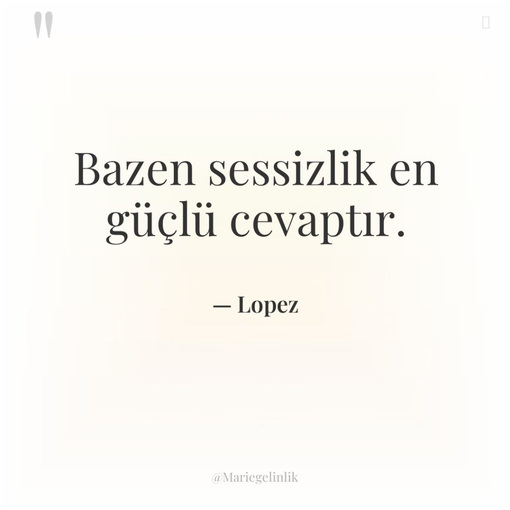 Bazen sessizlik en güçlü cevaptır.