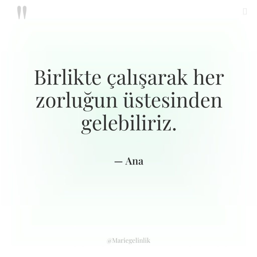 Birlikte çalışarak her zorluğun üstesinden gelebiliriz.