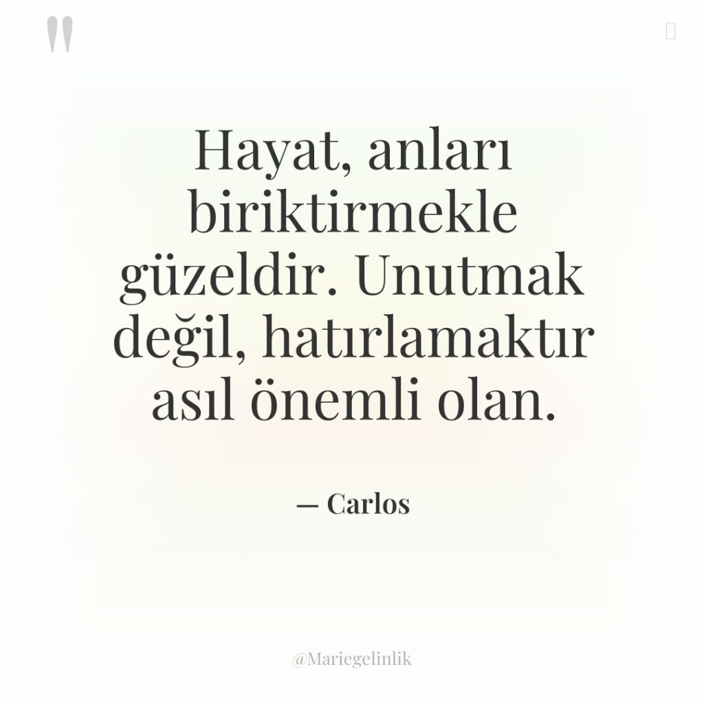 Hayat, anları biriktirmekle güzeldir. Unutmak değil, hatırlamaktır asıl önemli olan.