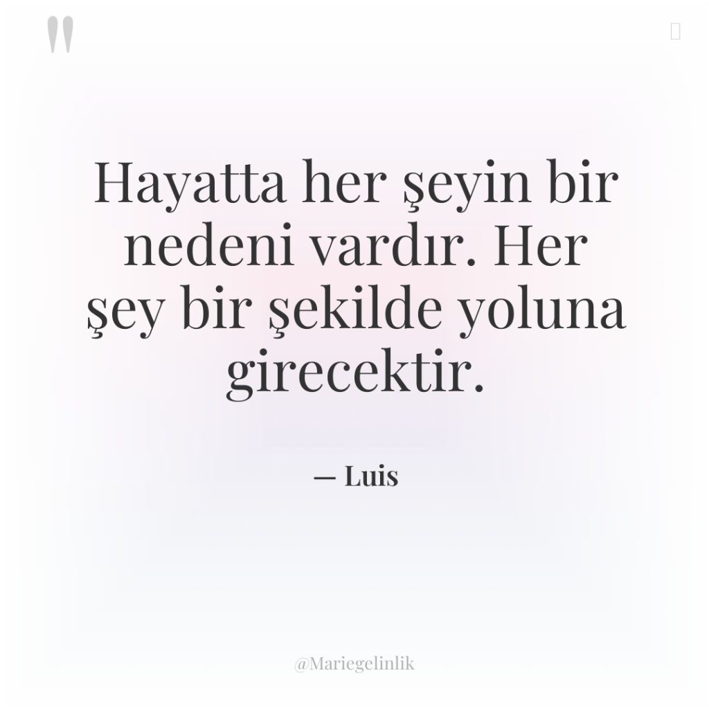 Hayatta her şeyin bir nedeni vardır. Her şey bir şekilde…