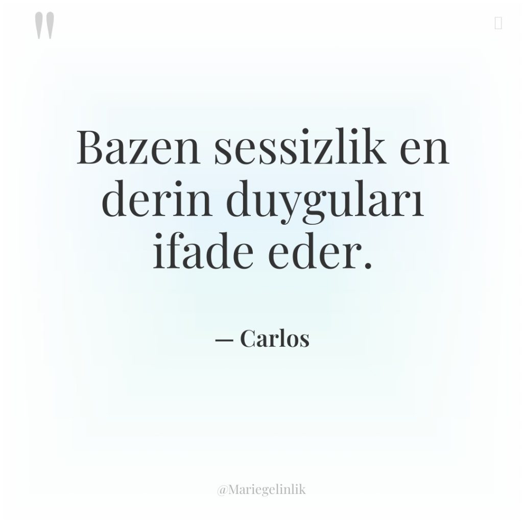 Bazen sessizlik en derin duyguları ifade eder.
