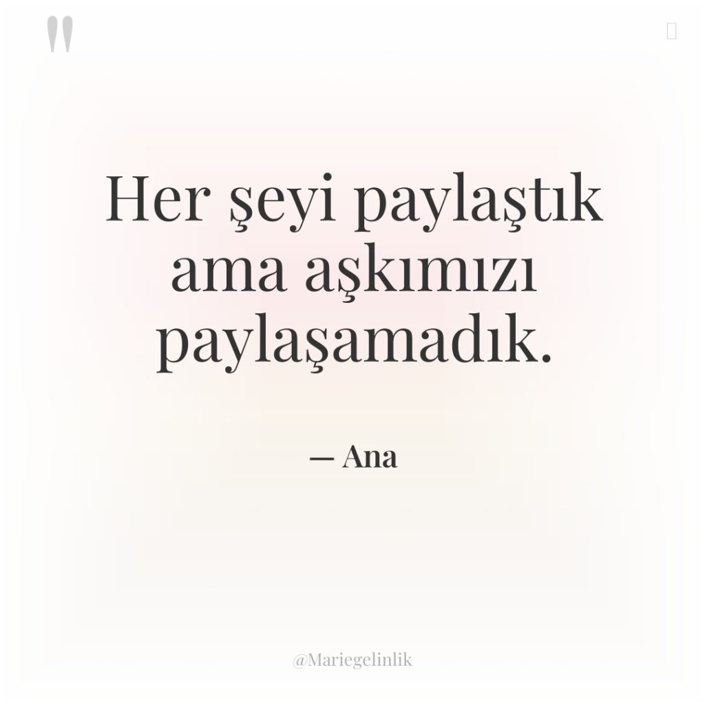 Her şeyi paylaştık ama aşkımızı paylaşamadık.