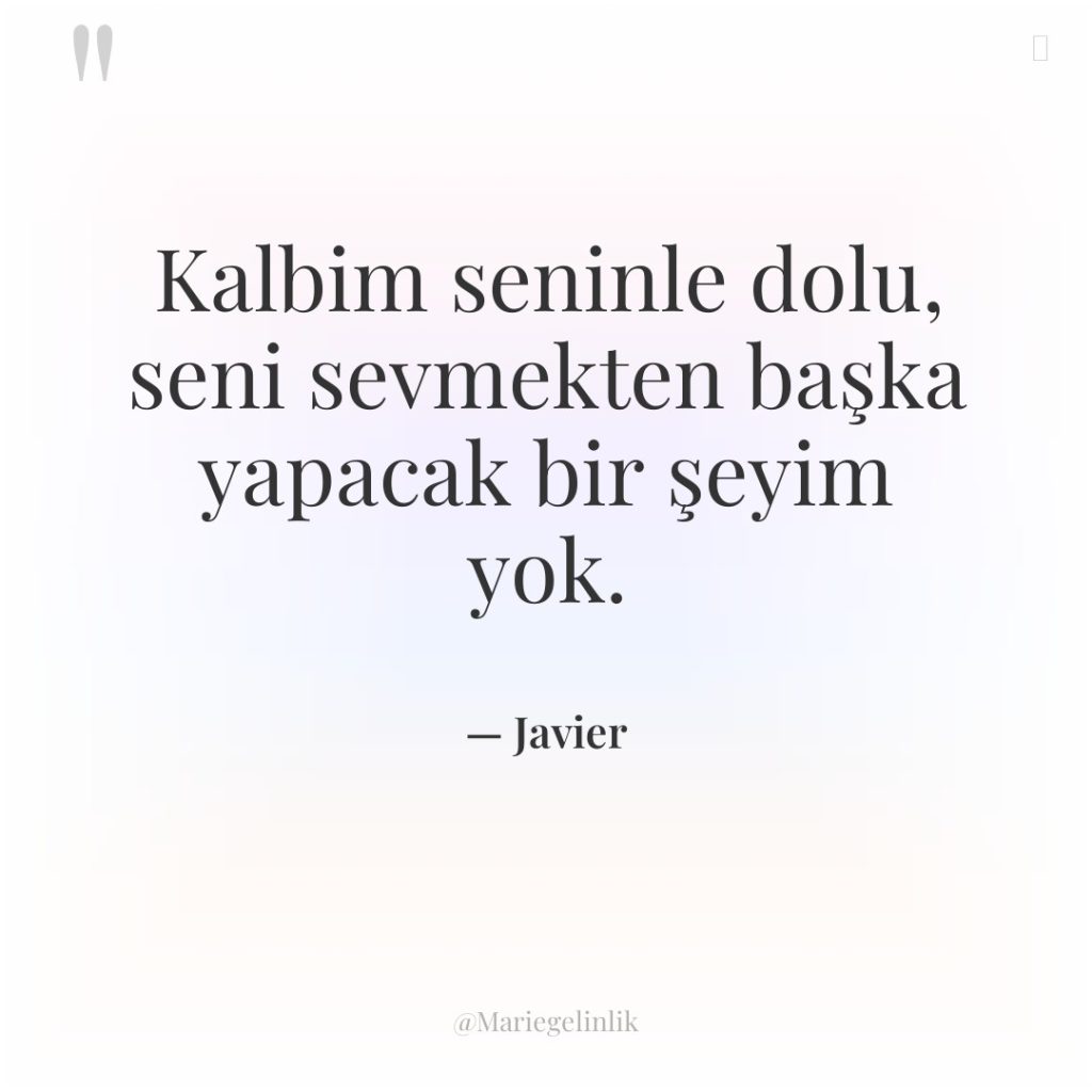 Kalbim seninle dolu, seni sevmekten başka yapacak bir şeyim yok.