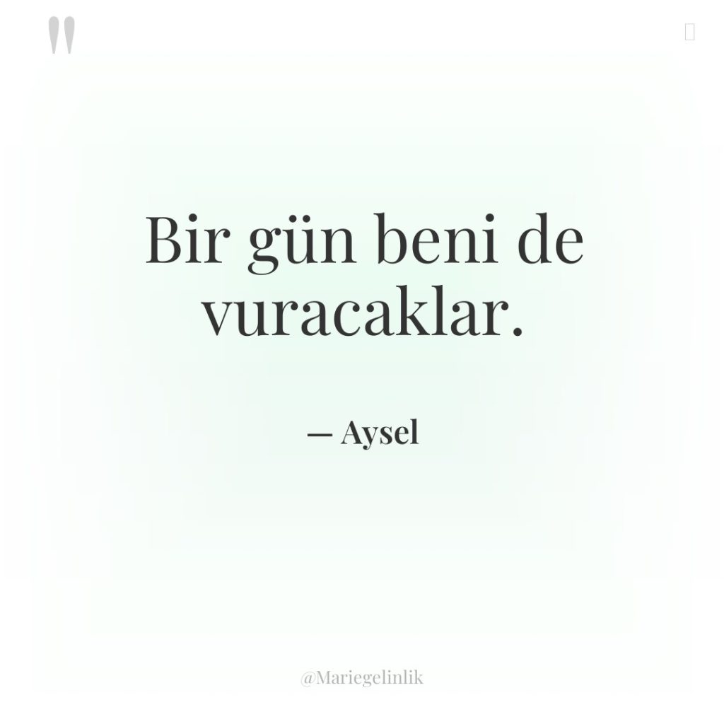 Bir gün beni de vuracaklar.