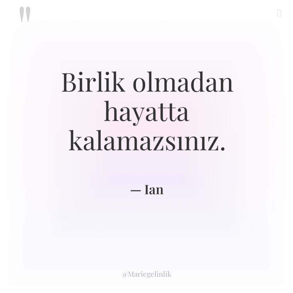 Birlik olmadan hayatta kalamazsınız.