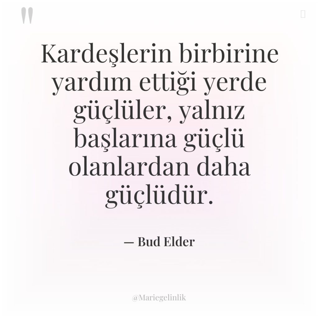 Kardeşlerin birbirine yardım ettiği yerde güçlüler, yalnız başlarına güçlü olanlardan…
