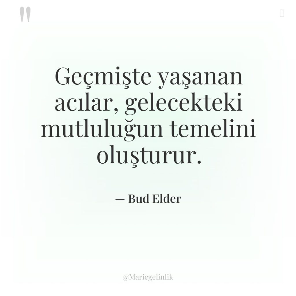 Geçmişte yaşanan acılar, gelecekteki mutluluğun temelini oluşturur.