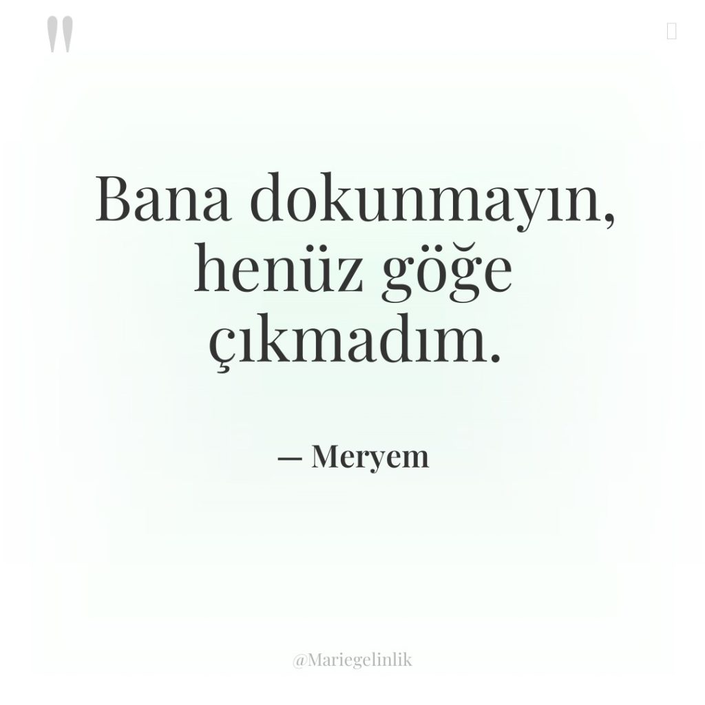 Bana dokunmayın, henüz göğe çıkmadım.