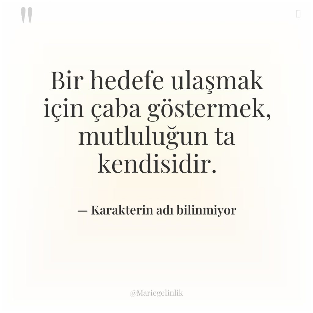 Bir hedefe ulaşmak için çaba göstermek, mutluluğun ta kendisidir.