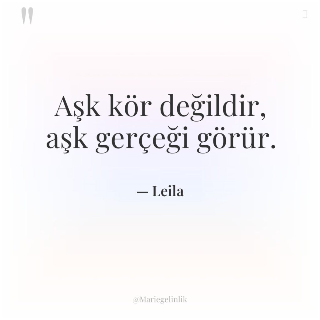 Aşk kör değildir, aşk gerçeği görür.