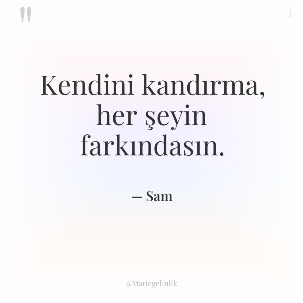 Kendini kandırma, her şeyin farkındasın.