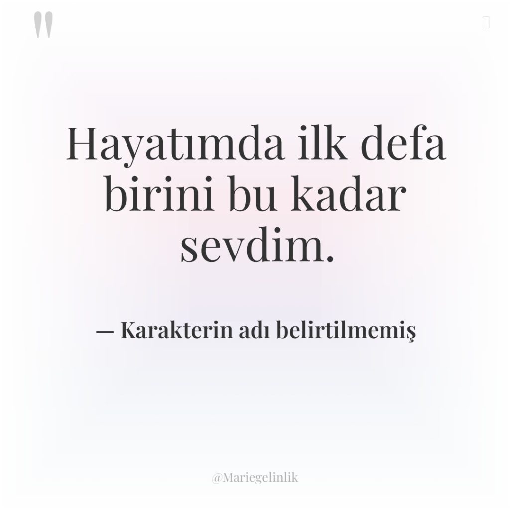 Hayatımda ilk defa birini bu kadar sevdim.