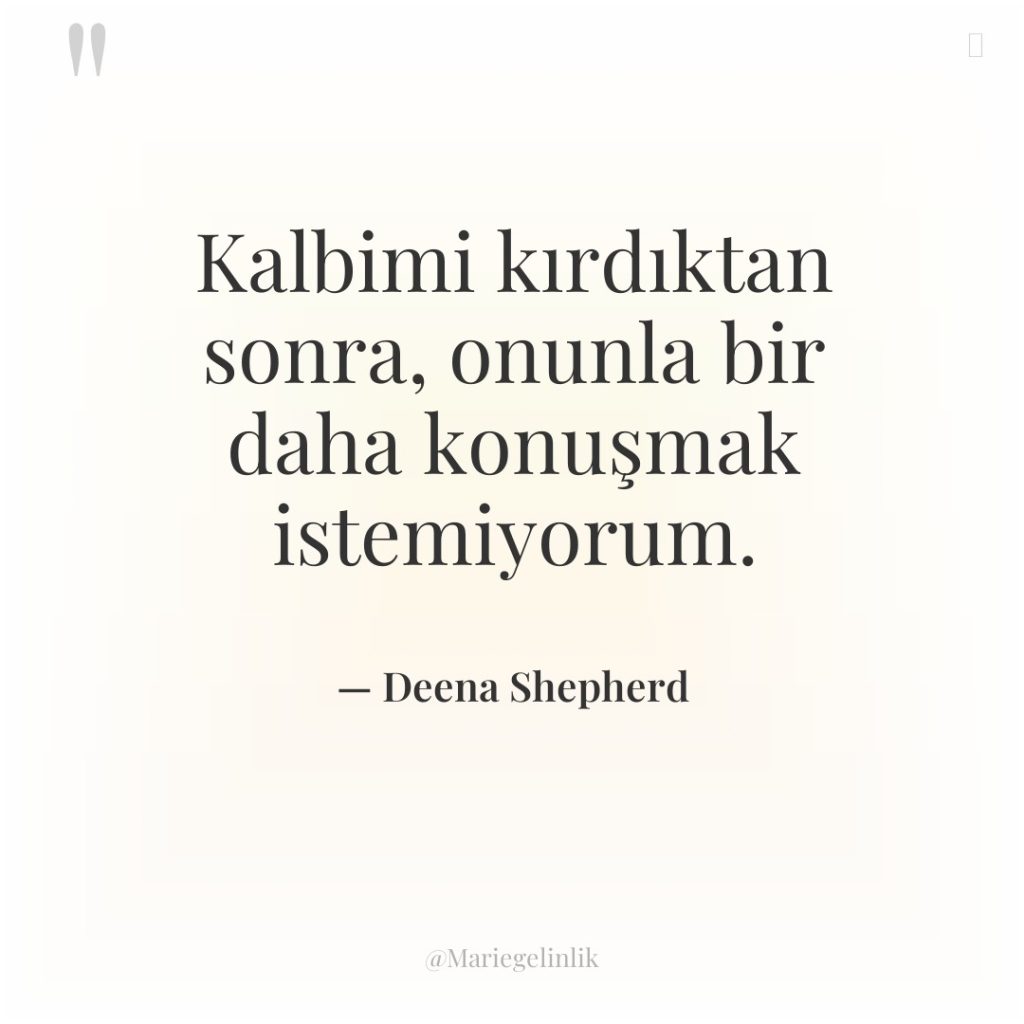 Kalbimi kırdıktan sonra, onunla bir daha konuşmak istemiyorum.