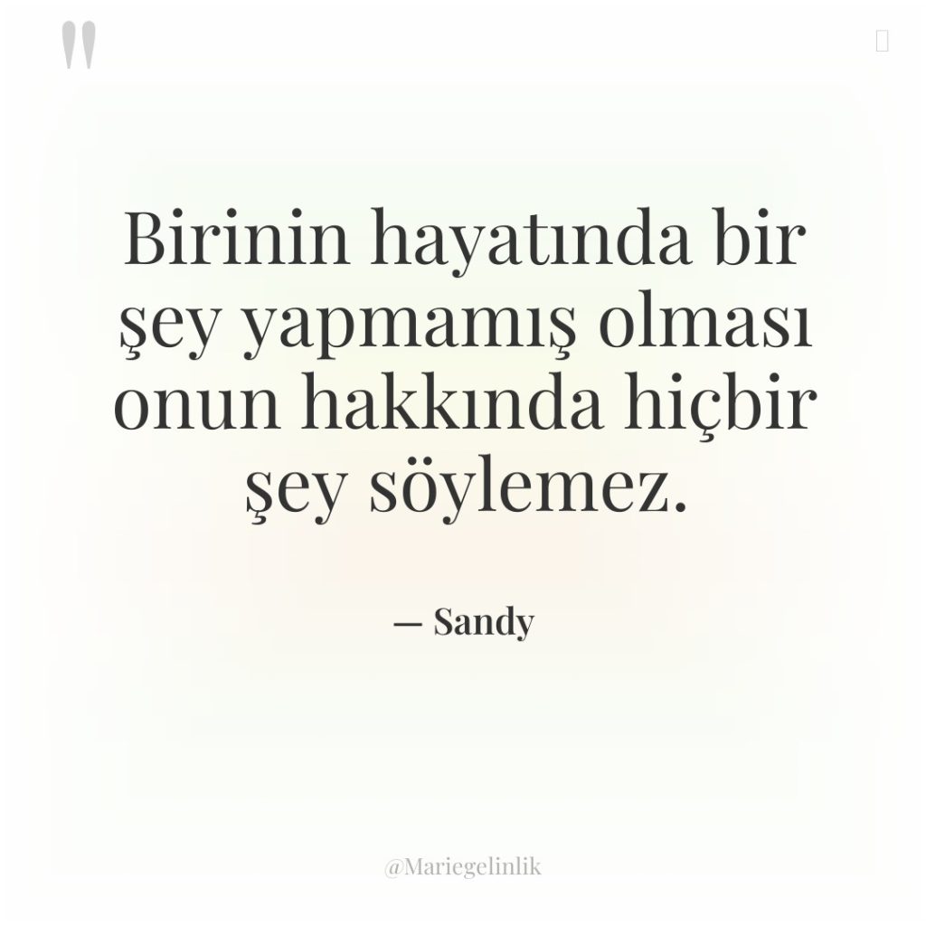 Birinin hayatında bir şey yapmamış olması onun hakkında hiçbir şey…