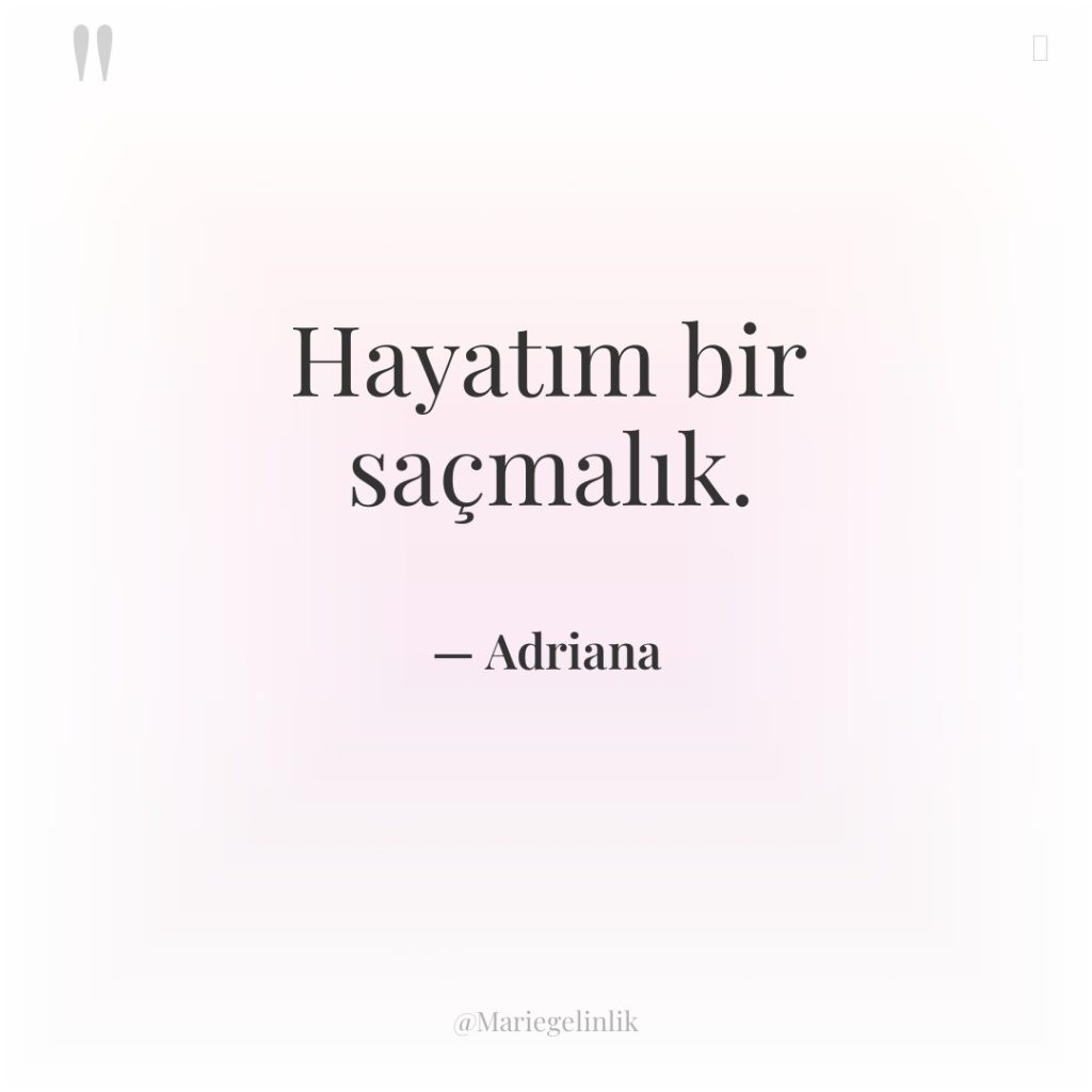 Hayatım bir saçmalık.