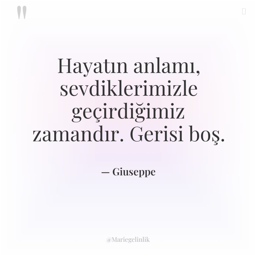 Hayatın anlamı, sevdiklerimizle geçirdiğimiz zamandır. Gerisi boş.