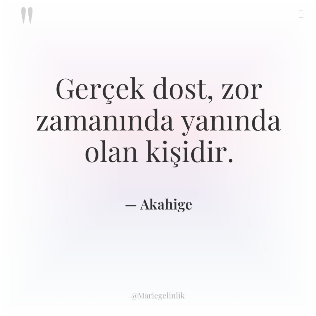 Gerçek dost, zor zamanında yanında olan kişidir.