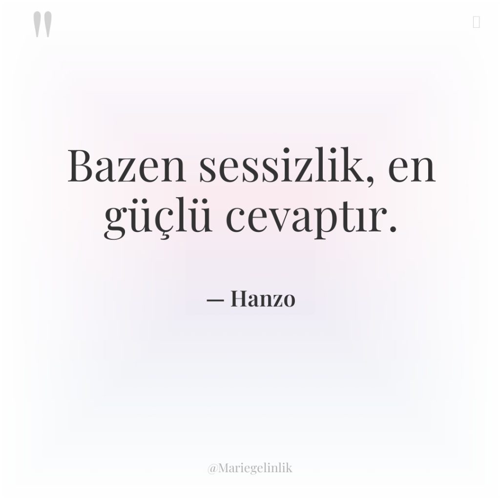 Bazen sessizlik, en güçlü cevaptır.