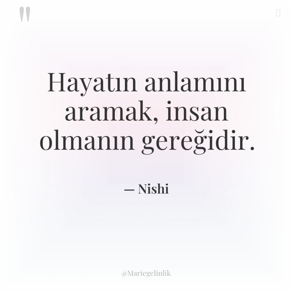 Hayatın anlamını aramak, insan olmanın gereğidir.