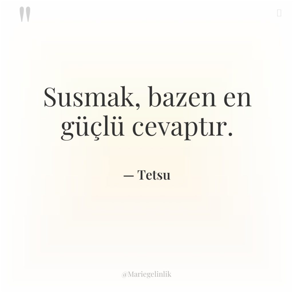 Susmak, bazen en güçlü cevaptır.