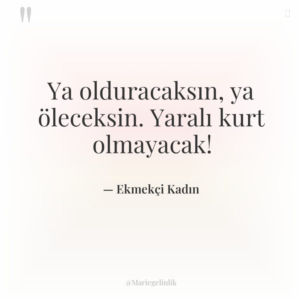 Ya olduracaksın, ya öleceksin. Yaralı kurt olmayacak!