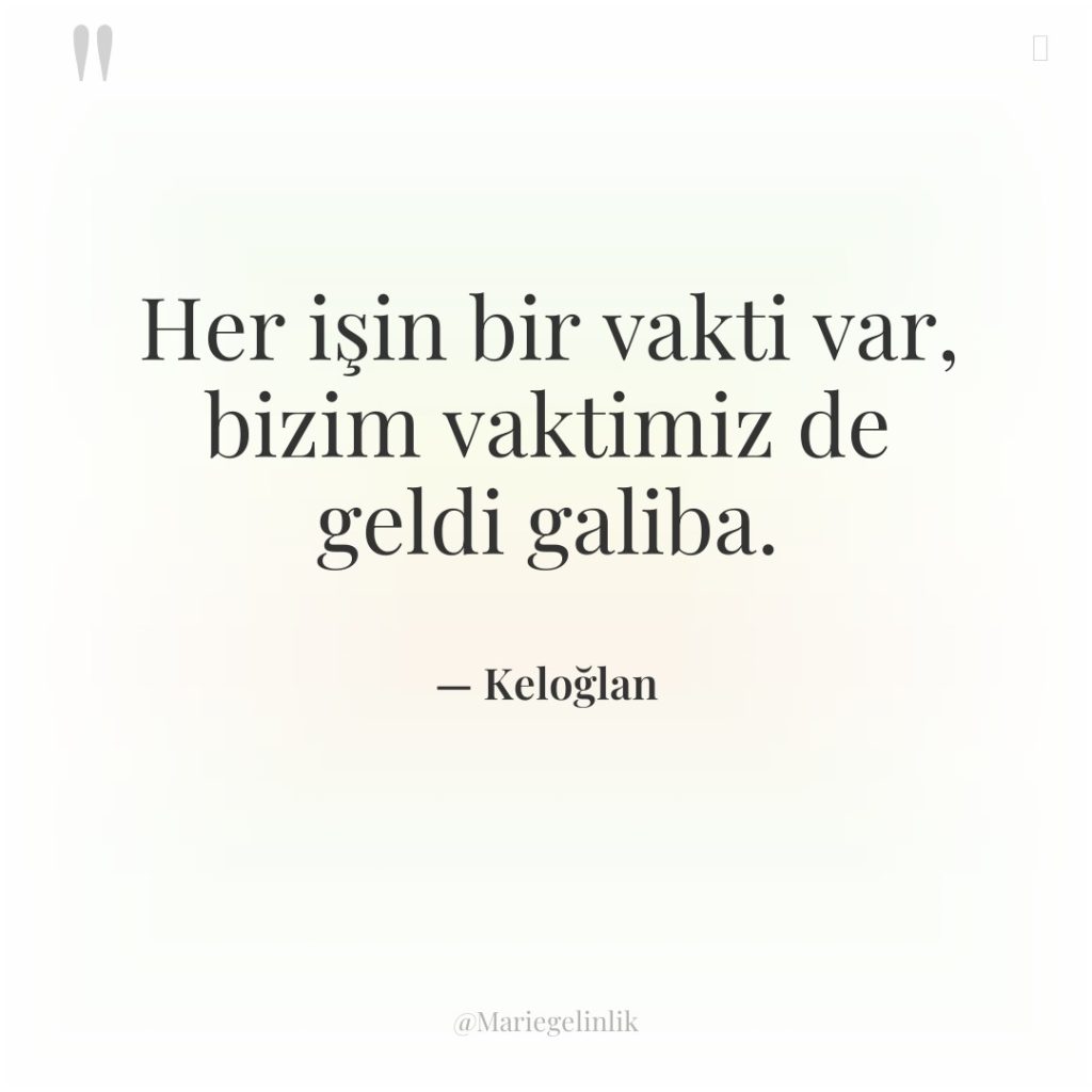 Her işin bir vakti var, bizim vaktimiz de geldi galiba.