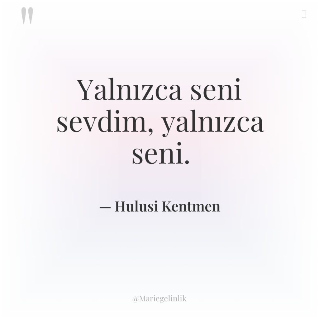 Yalnızca seni sevdim, yalnızca seni.