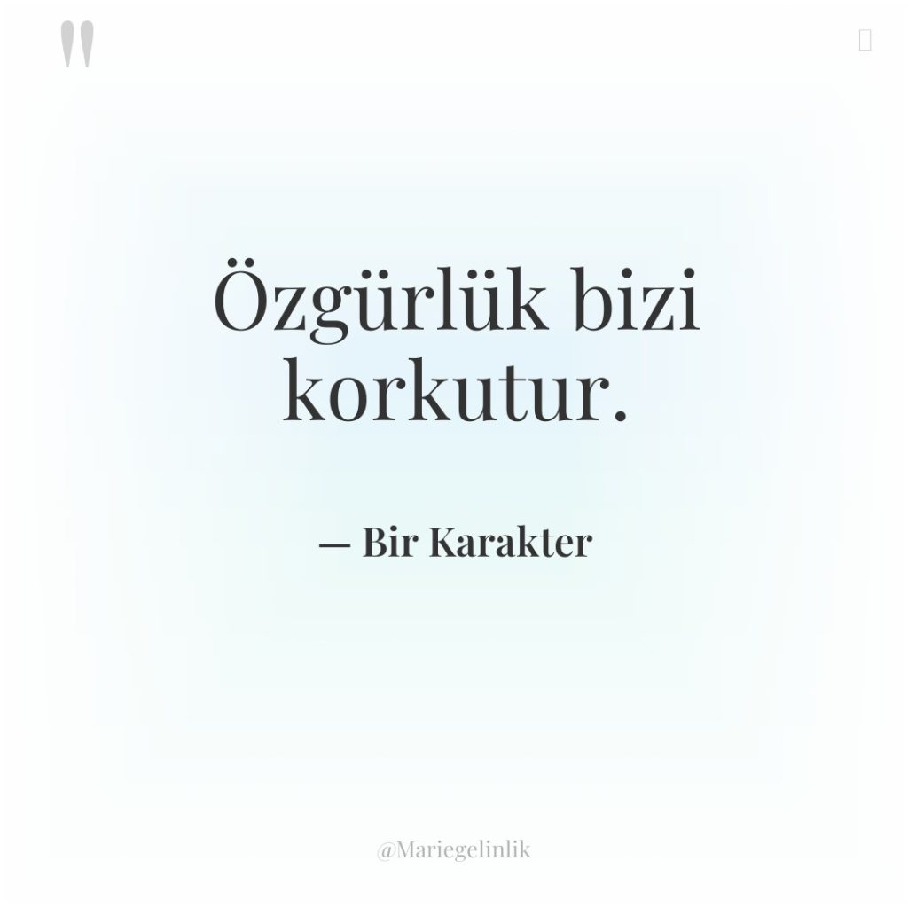 Özgürlük bizi korkutur.