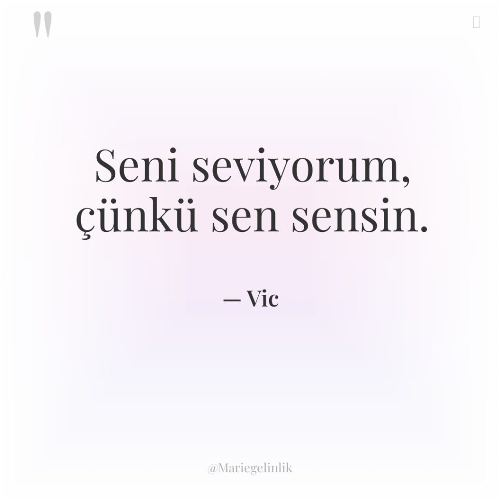 Seni seviyorum, çünkü sen sensin.