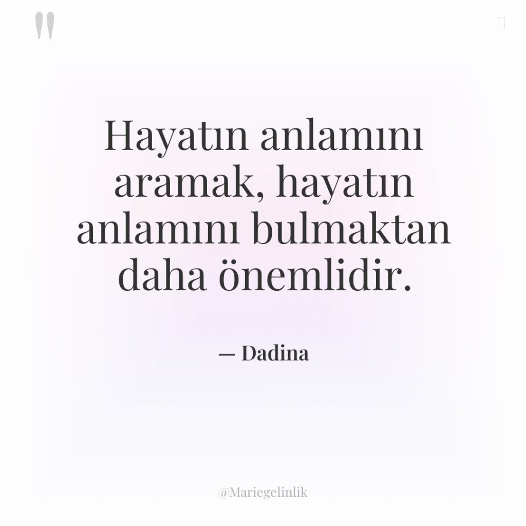 Hayatın anlamını aramak, hayatın anlamını bulmaktan daha önemlidir.