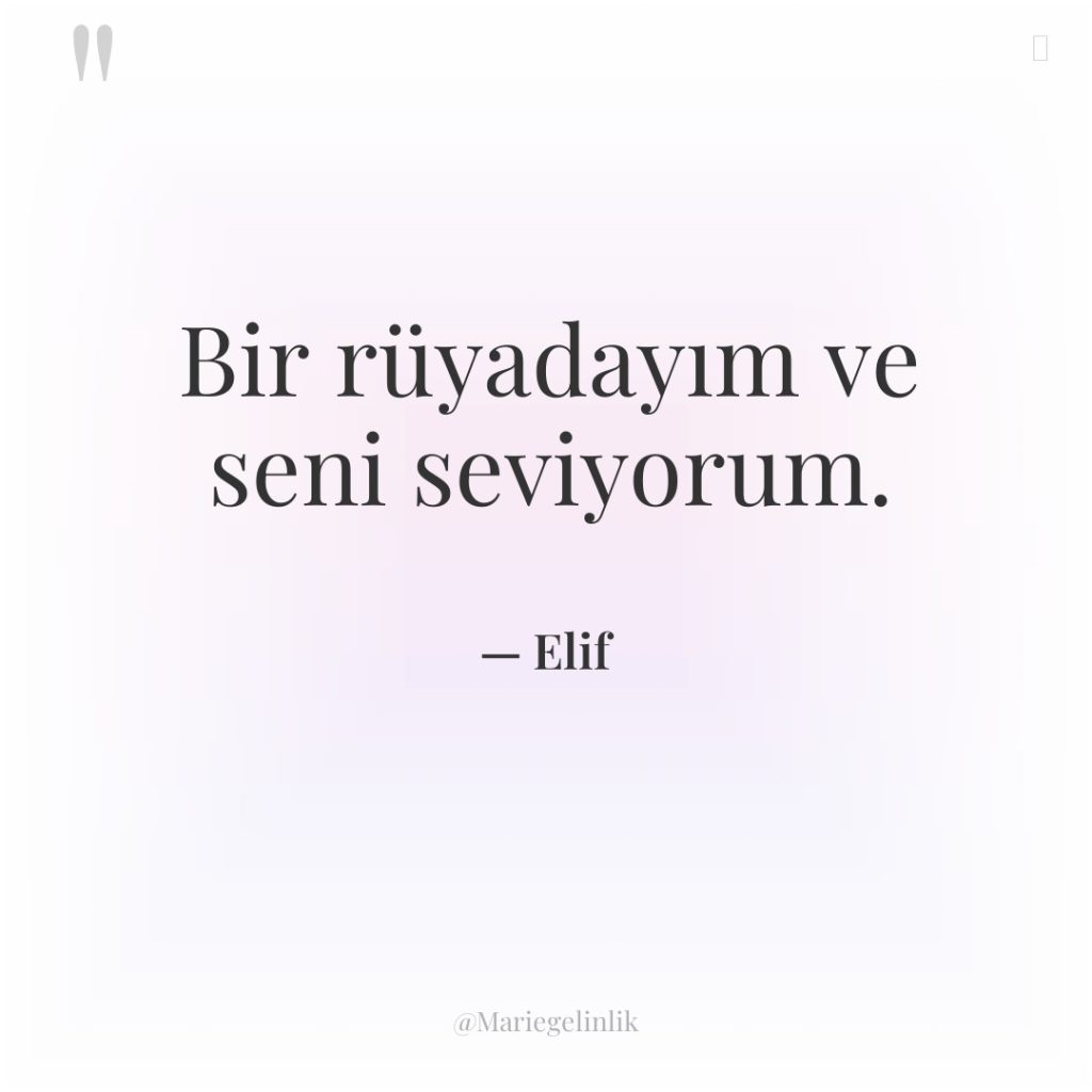 Bir rüyadayım ve seni seviyorum.