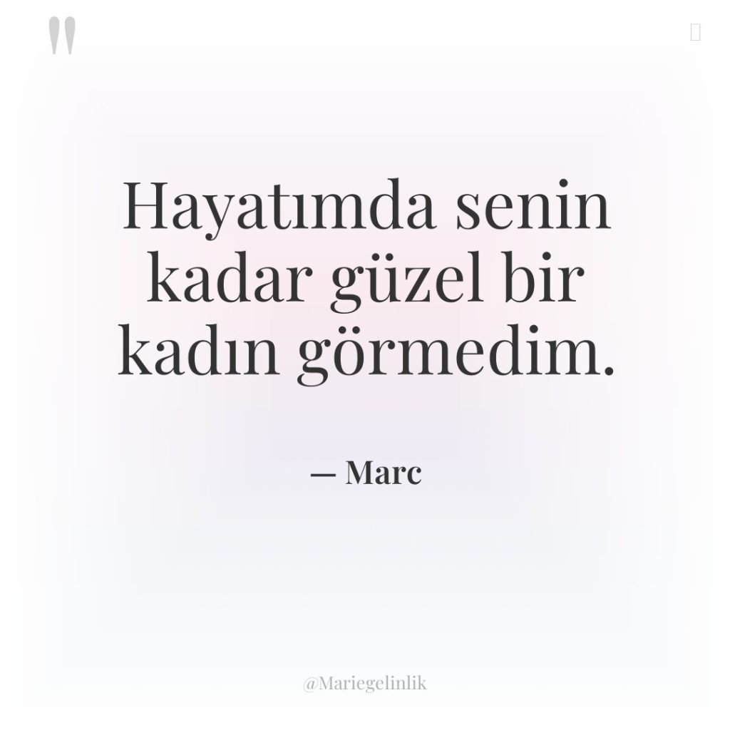 Hayatımda senin kadar güzel bir kadın görmedim.